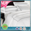 Hotel Stitch 300-Thread-Count 100 por cento algodão egípcio cetim Duvet Cover, completa / rainha, branco com listras cinza prata